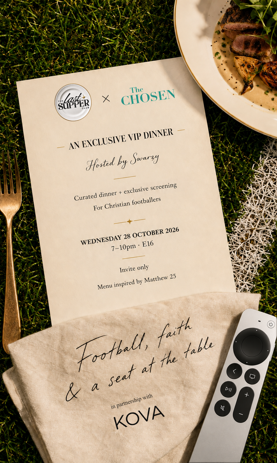 The Last Supper Club × The Chosen: Football × Faith invitation